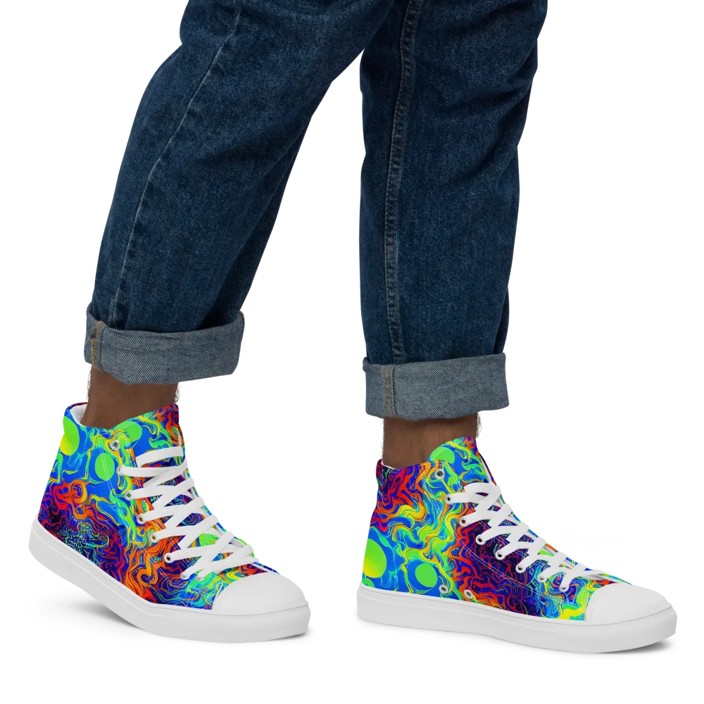 Luminous Havoc on Men's High Top Canvas Shoes — Right