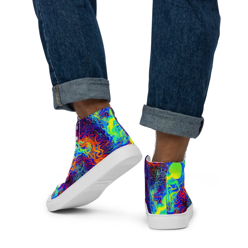 Luminous Havoc on Men's High Top Canvas Shoes — Back