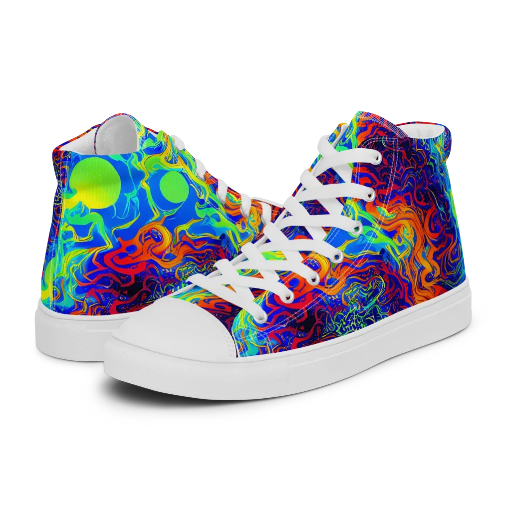 Luminous Havoc on Women's High Top Canvas Shoes — Left