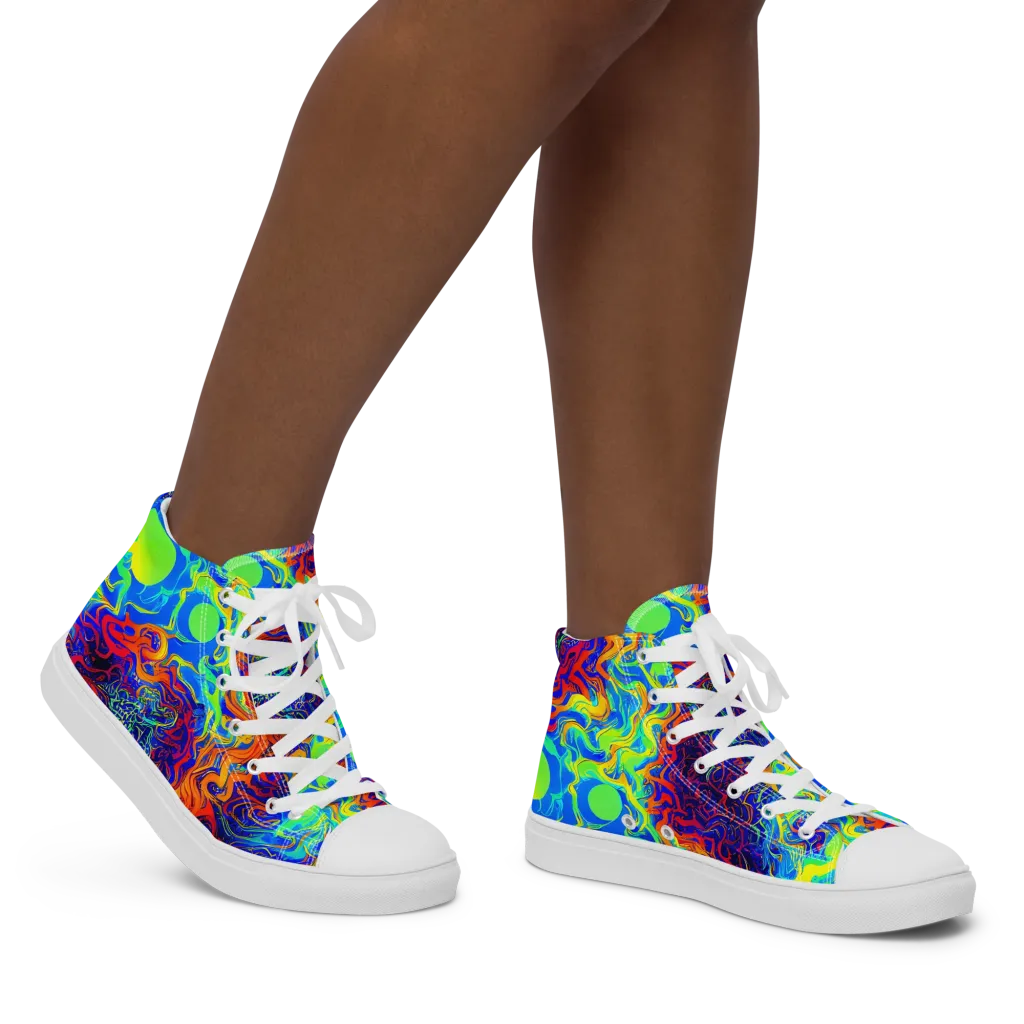 Luminous Havoc on Women's High Top Canvas Shoes — Right