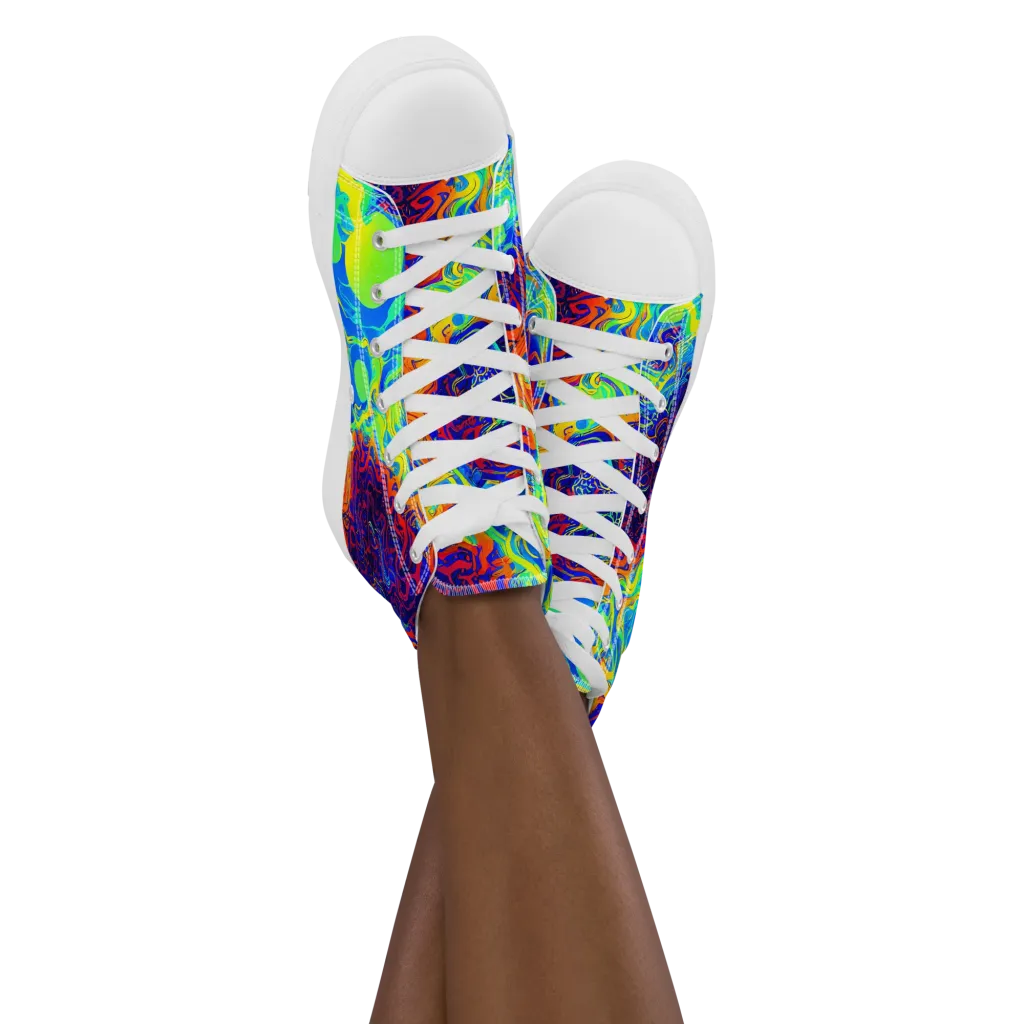 Luminous Havoc on Women's High Top Canvas Shoes — Front