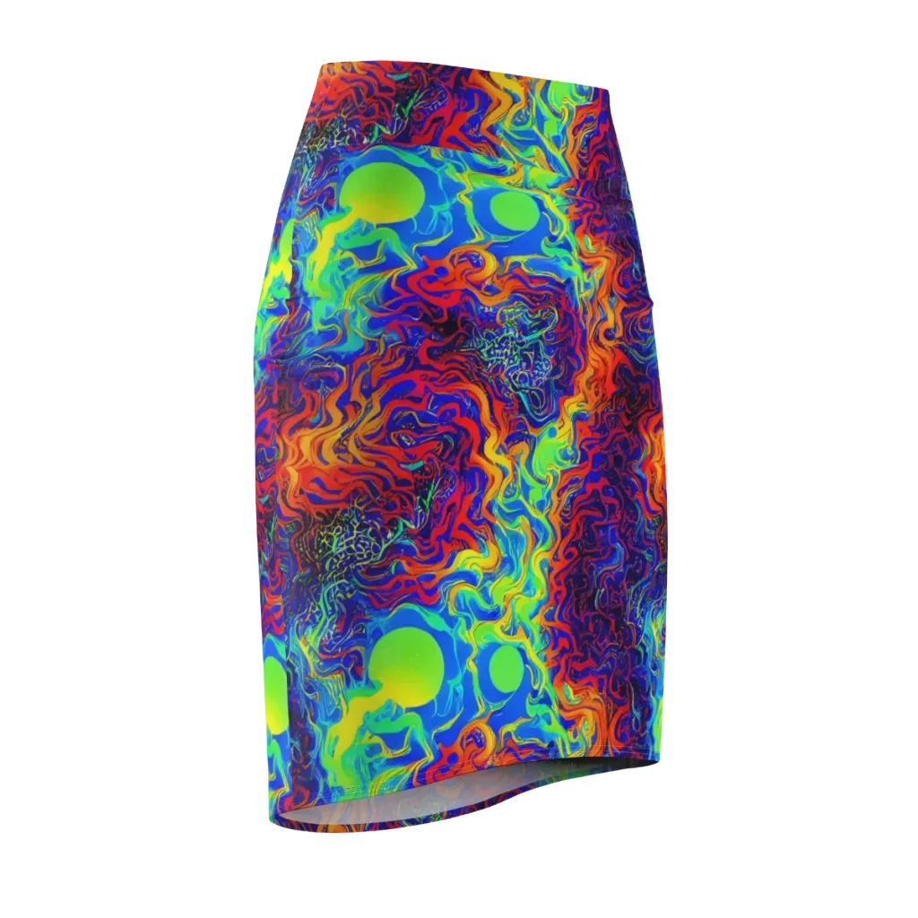 Luminous Havoc on Pencil Skirt — Front Side