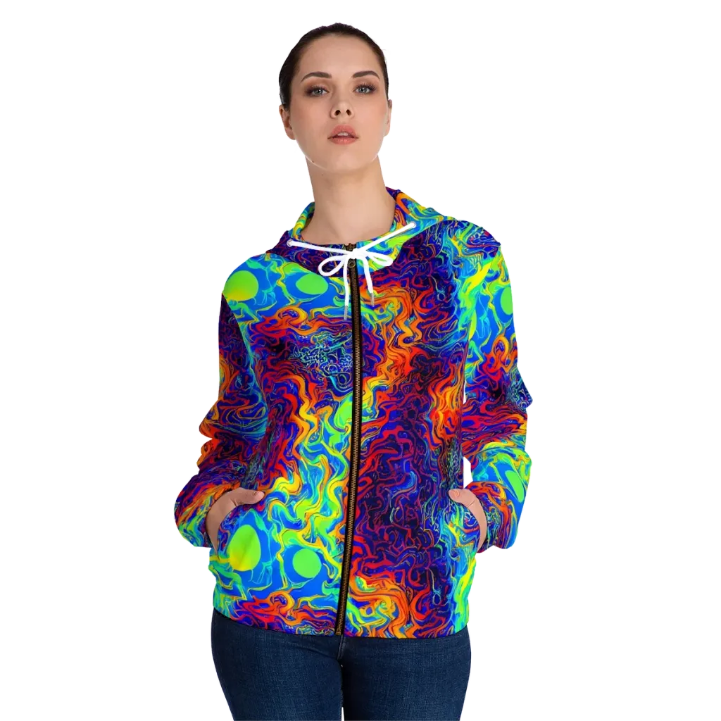 Luminous Havoc on Women's Full-Zip Hoodie — Front On Person