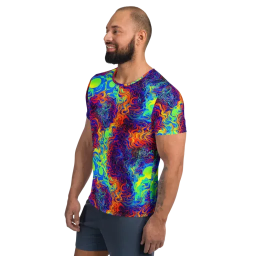 Luminous Havoc on a Men's Athletic T-Shirt
