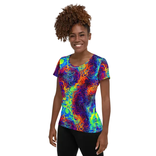 Luminous Havoc on a Women's Athletic T-Shirt