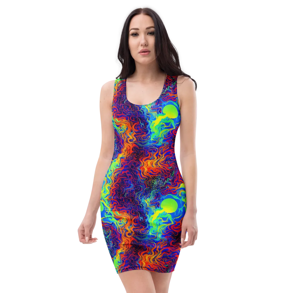 Luminous Havoc on Bodycon Dress — Front