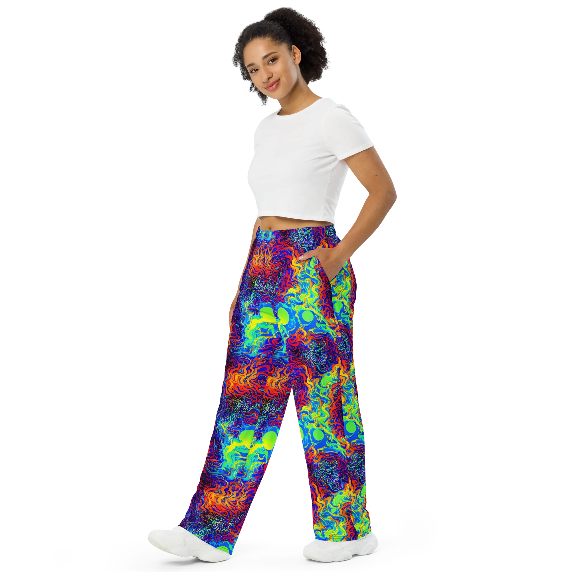 Luminous Havoc on Wide-Leg Pants — Left Front