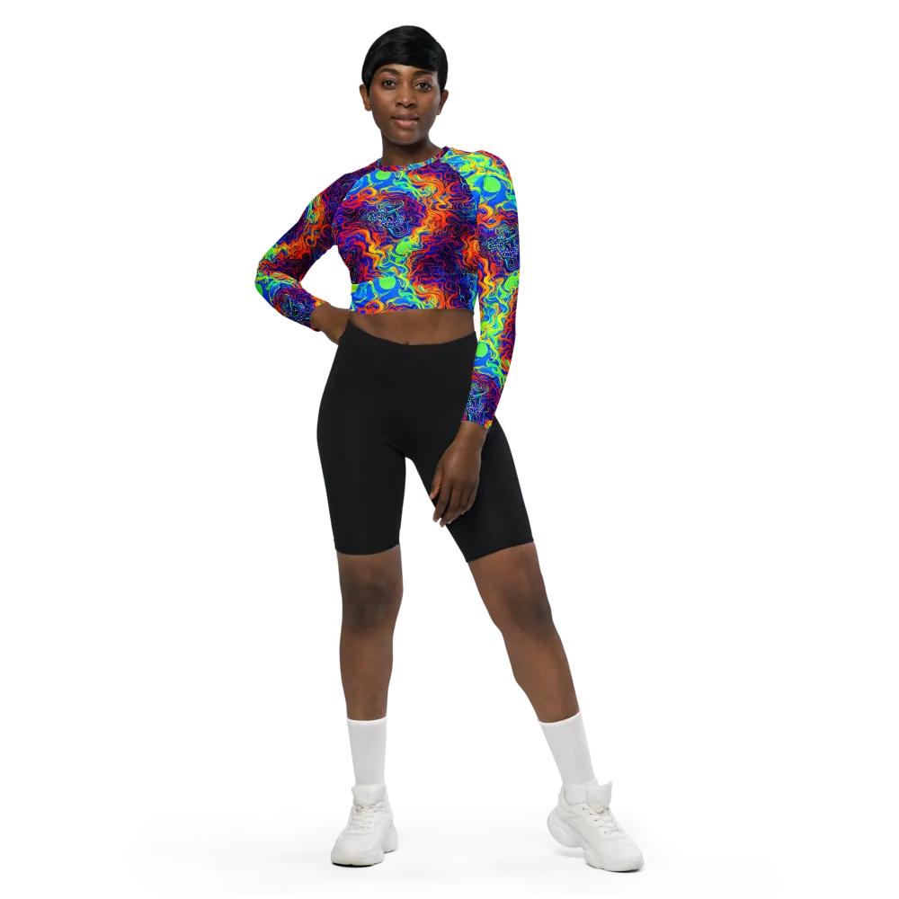 Luminous Havoc on Long Sleeve Crop Top — Front