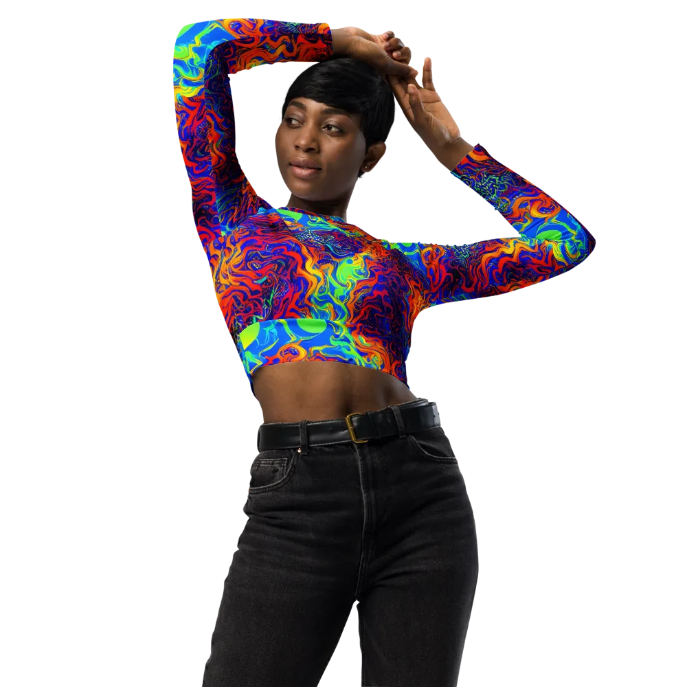 Luminous Havoc on Long Sleeve Crop Top — Front