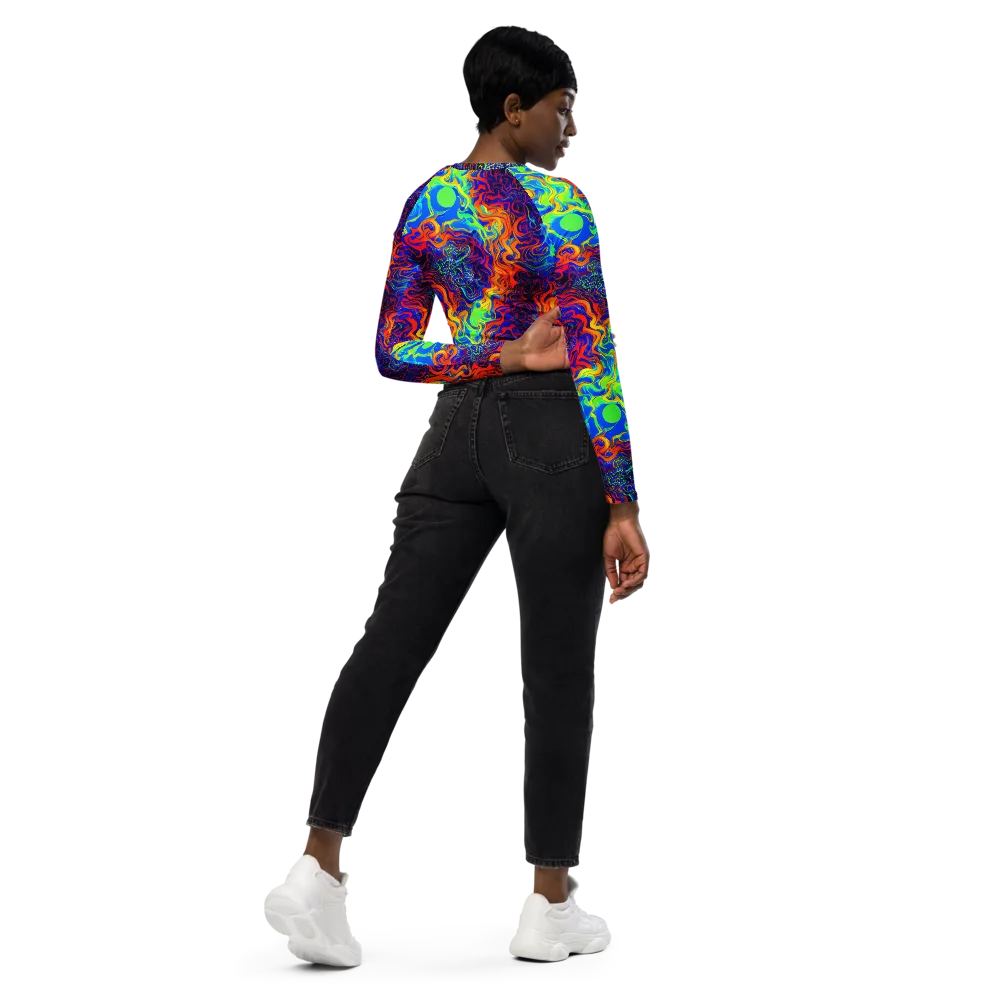Luminous Havoc on Long Sleeve Crop Top — Right Back