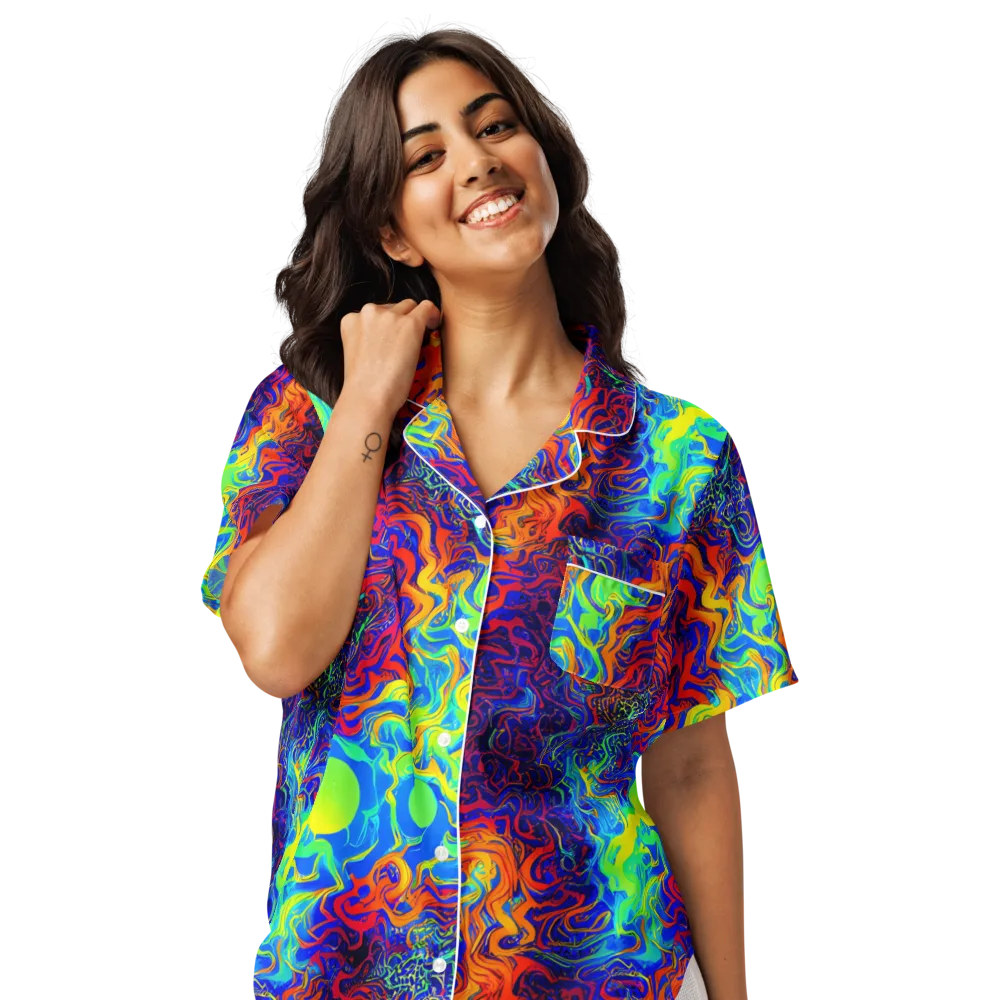 Luminous Havoc on Women's Short Sleeve Pajama Top — Front