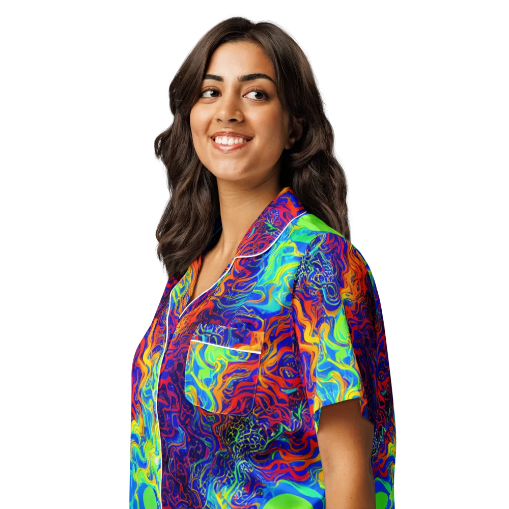 Luminous Havoc on Women's Short Sleeve Pajama Top — Left Front