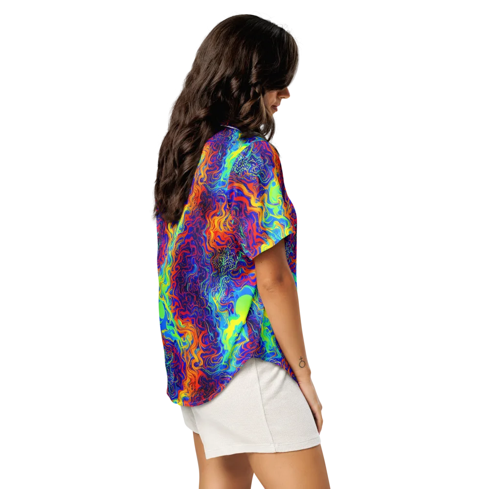 Luminous Havoc on Women's Short Sleeve Pajama Top — Right Back