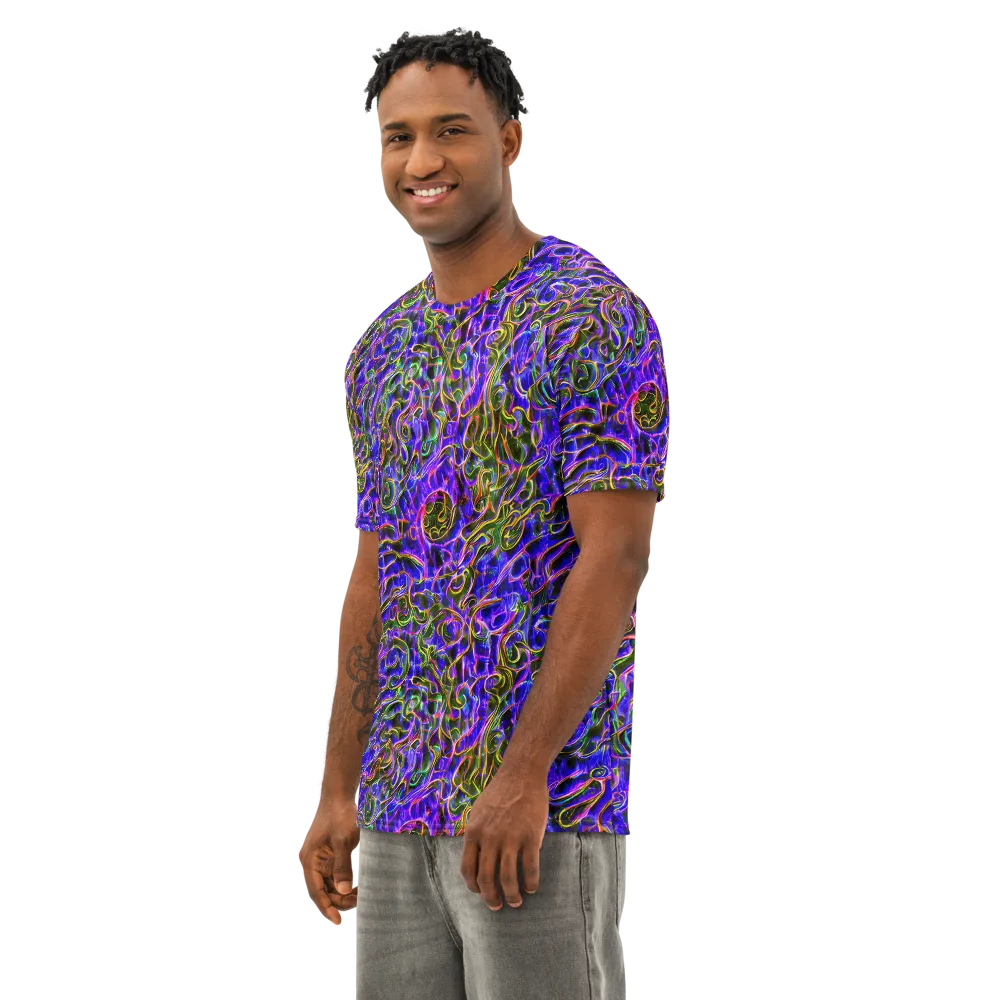 Prismatic Coil on Men's Cotton Crew Neck T-Shirt — Left Front