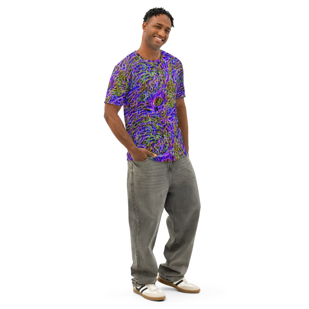 Prismatic Coil on Men's Cotton Crew Neck T-Shirt — Right Front