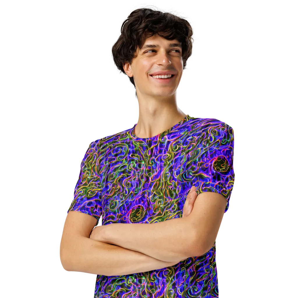 Prismatic Coil on Men's Crew Neck T-Shirt — Left Front
