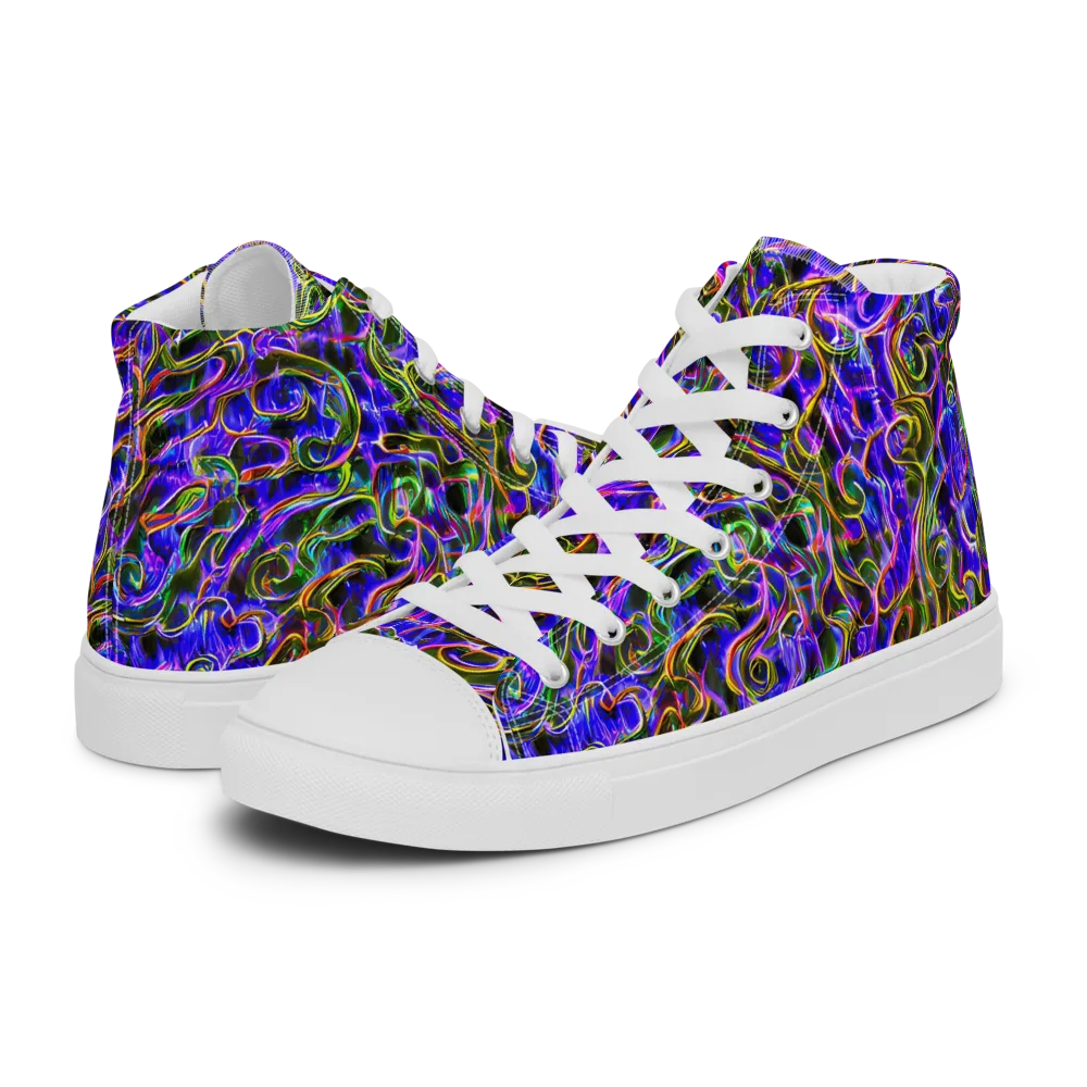 Prismatic Coil on Men's High Top Canvas Shoes — Left