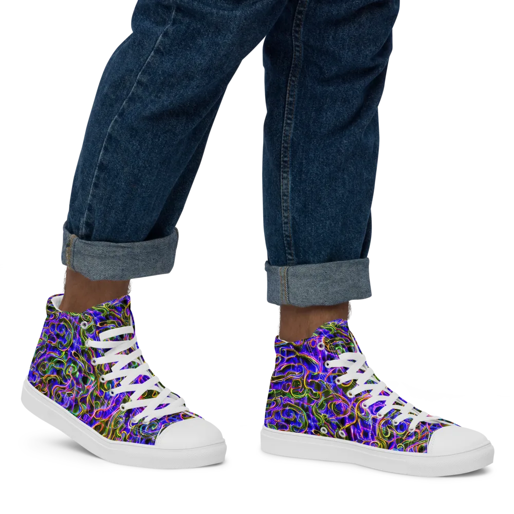 Prismatic Coil on Men's High Top Canvas Shoes — Right