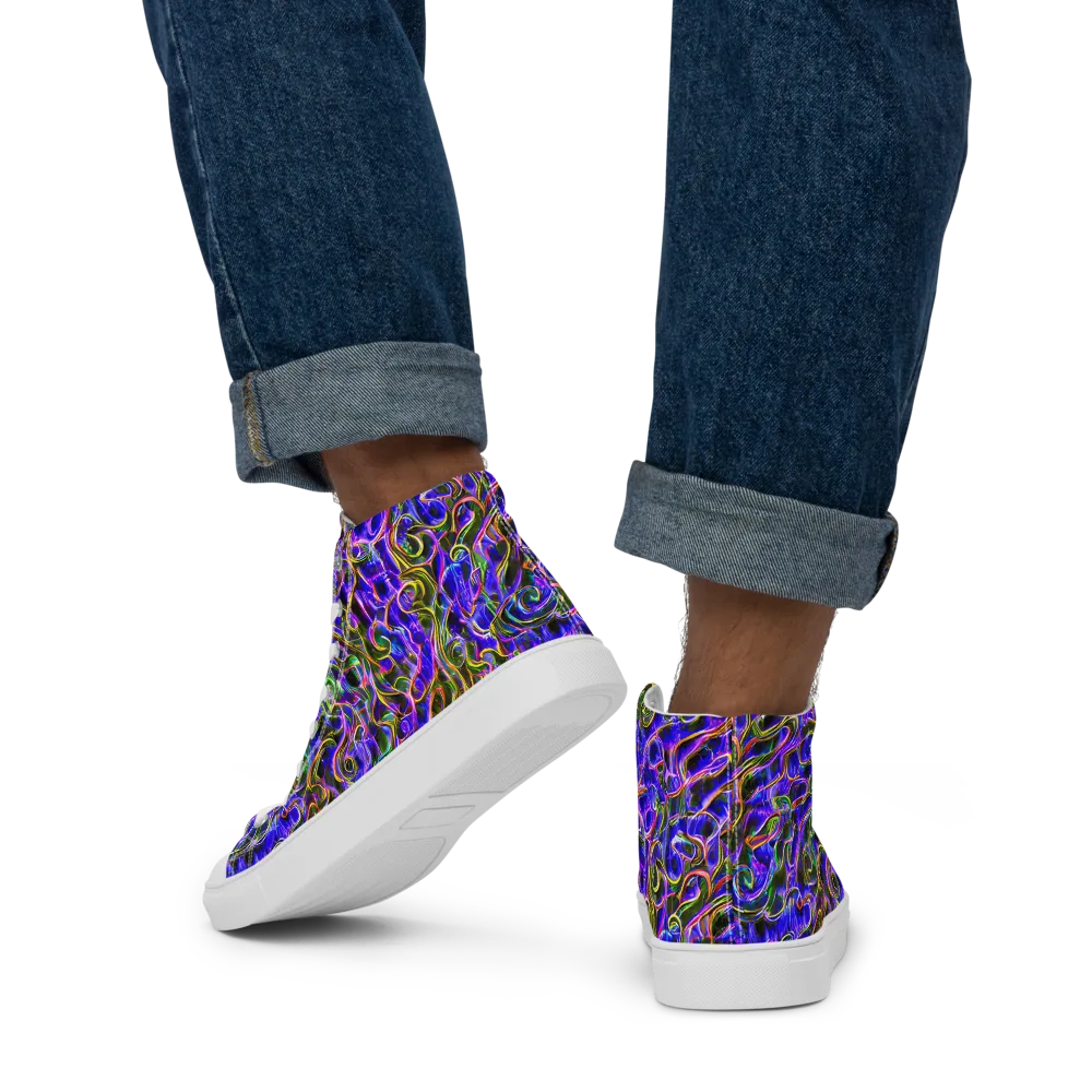 Prismatic Coil on Men's High Top Canvas Shoes — Back
