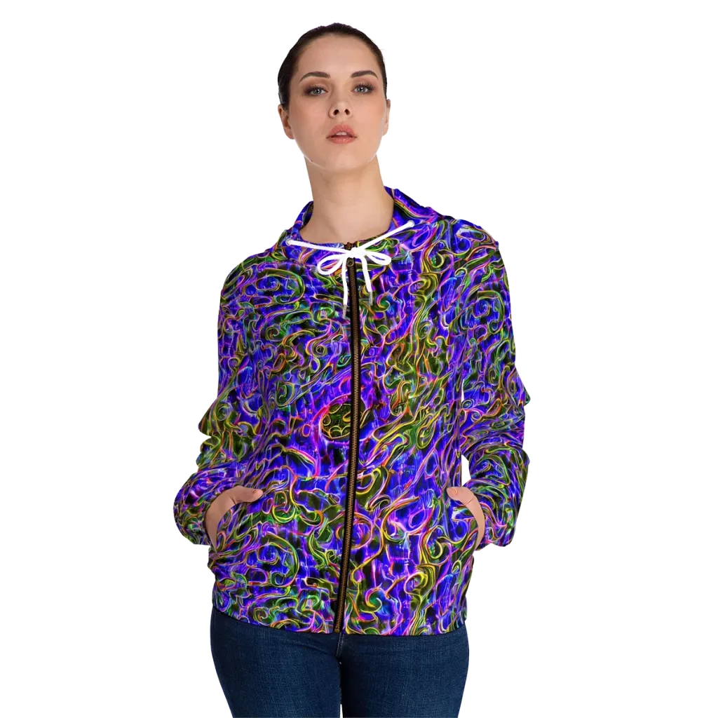 Prismatic Coil on Women's Full-Zip Hoodie — Front On Person