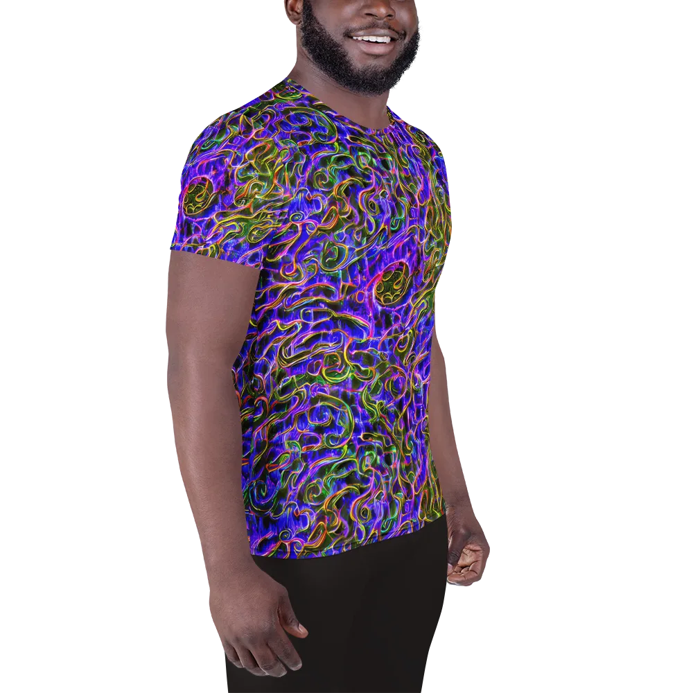 Prismatic Coil on Men's Athletic T-Shirt — Right