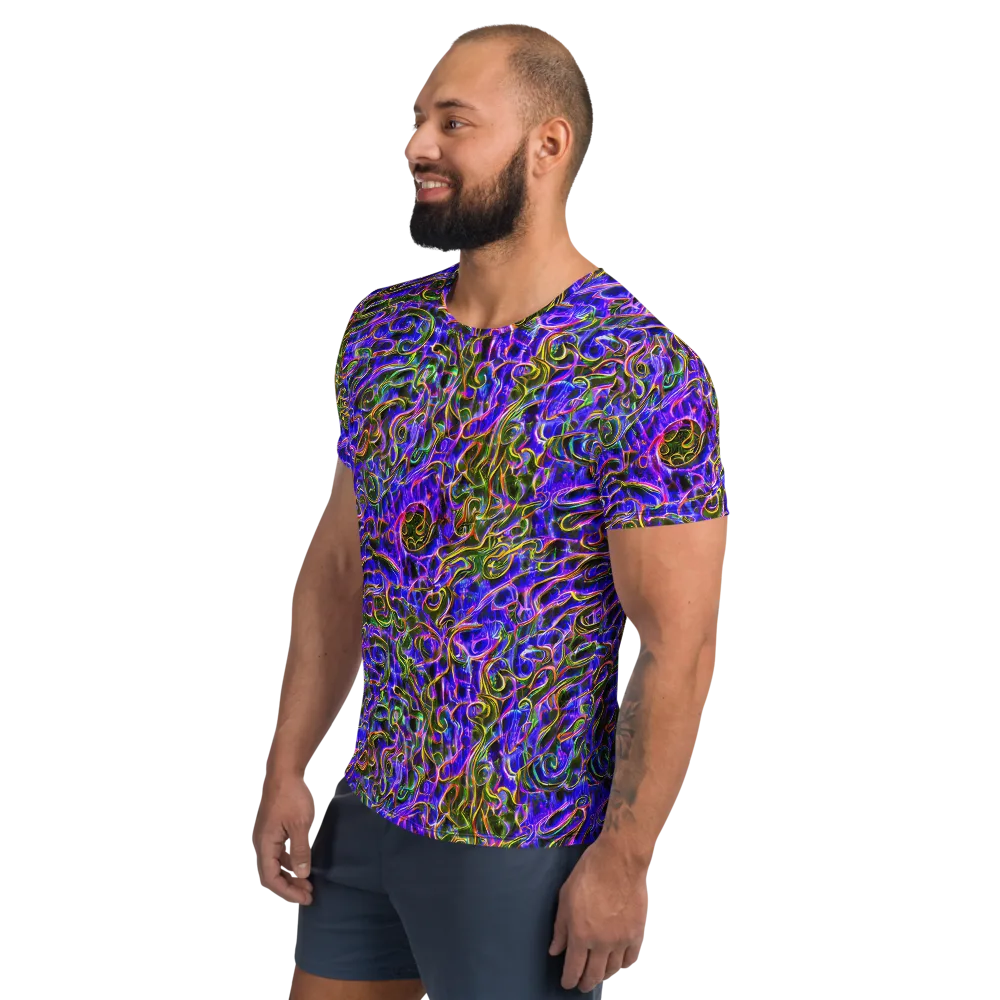 Prismatic Coil on Men's Athletic T-Shirt — Left