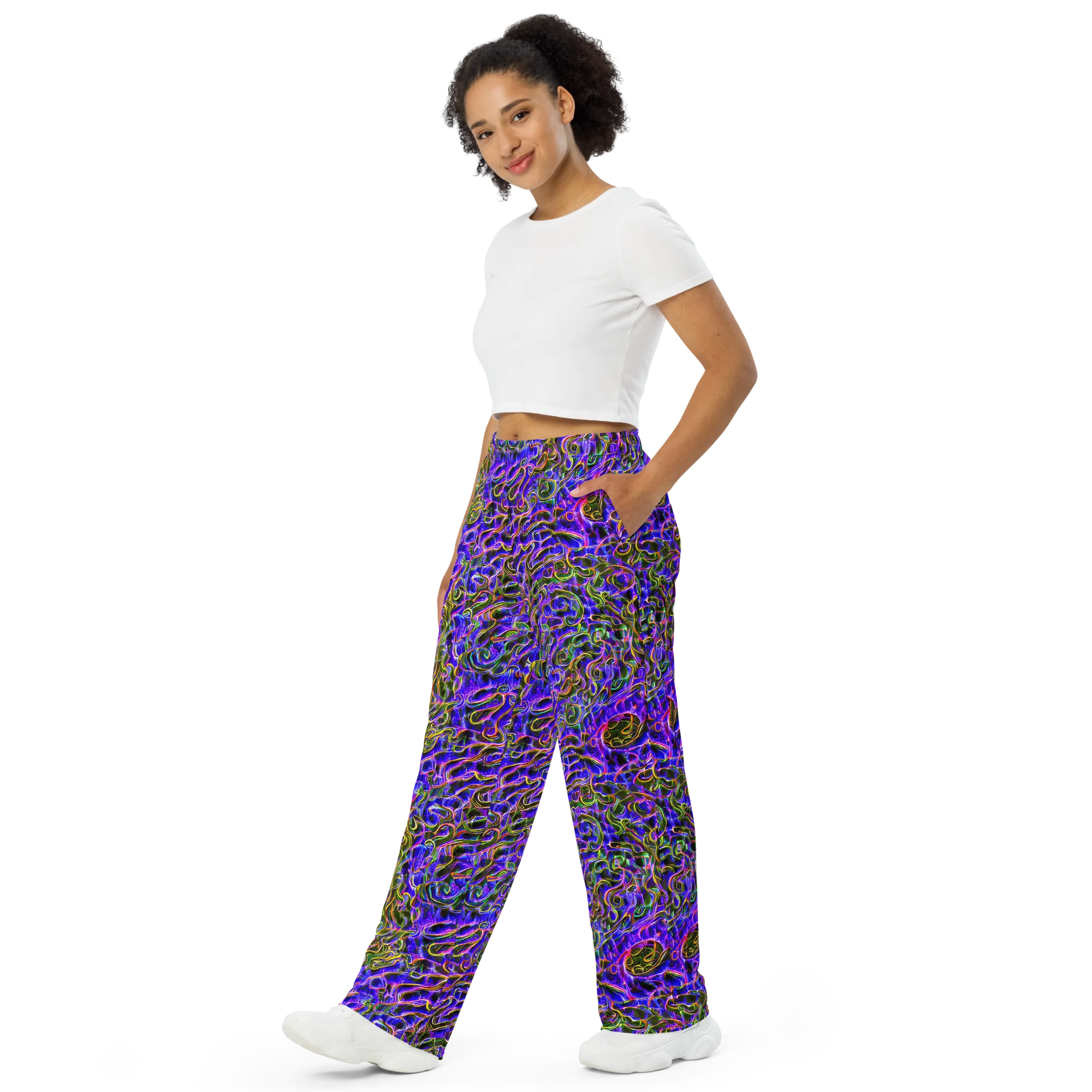 Prismatic Coil on Wide-Leg Pants — Left Front