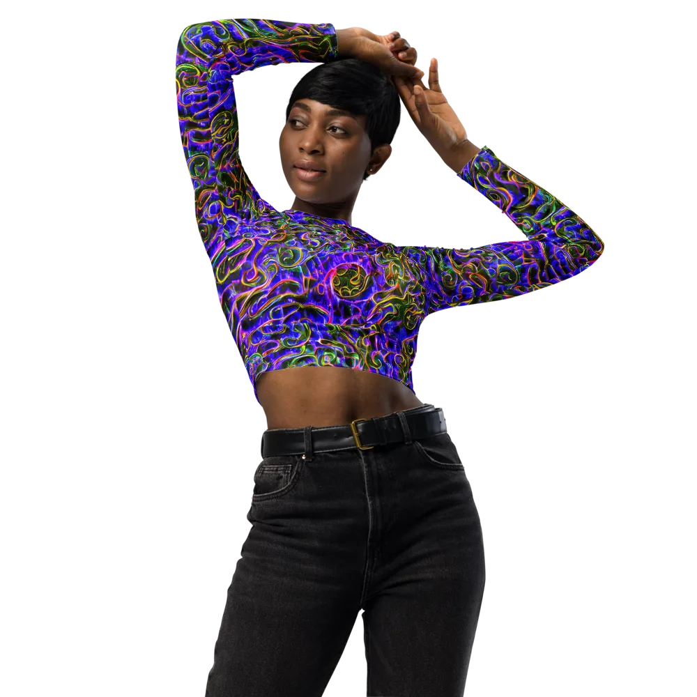 Prismatic Coil on Long Sleeve Crop Top — Front
