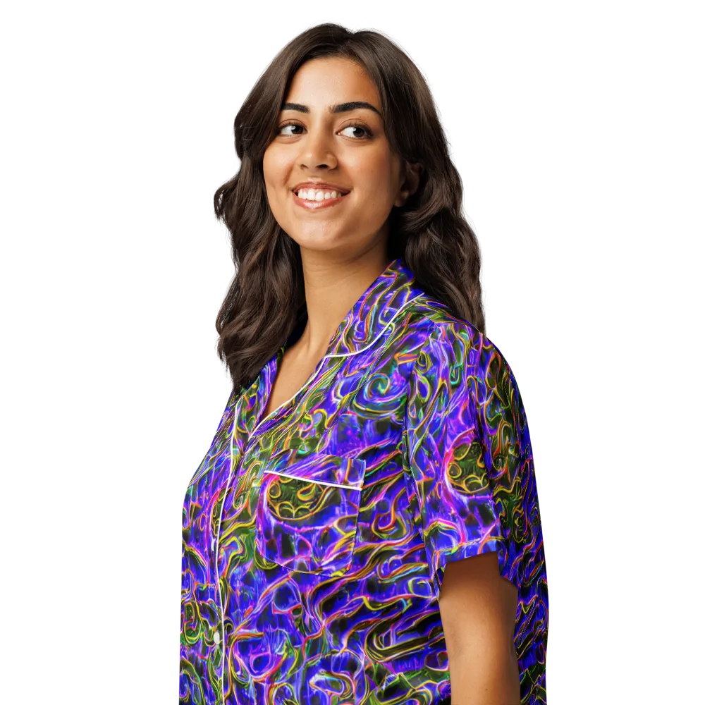 Prismatic Coil on Women's Short Sleeve Pajama Top — Left Front