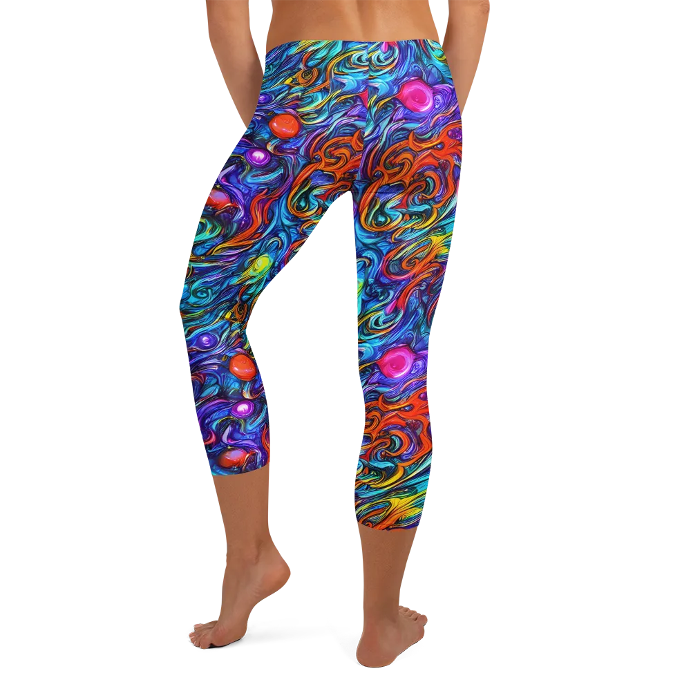 Saturated Swirl on Capri Leggings — Back
