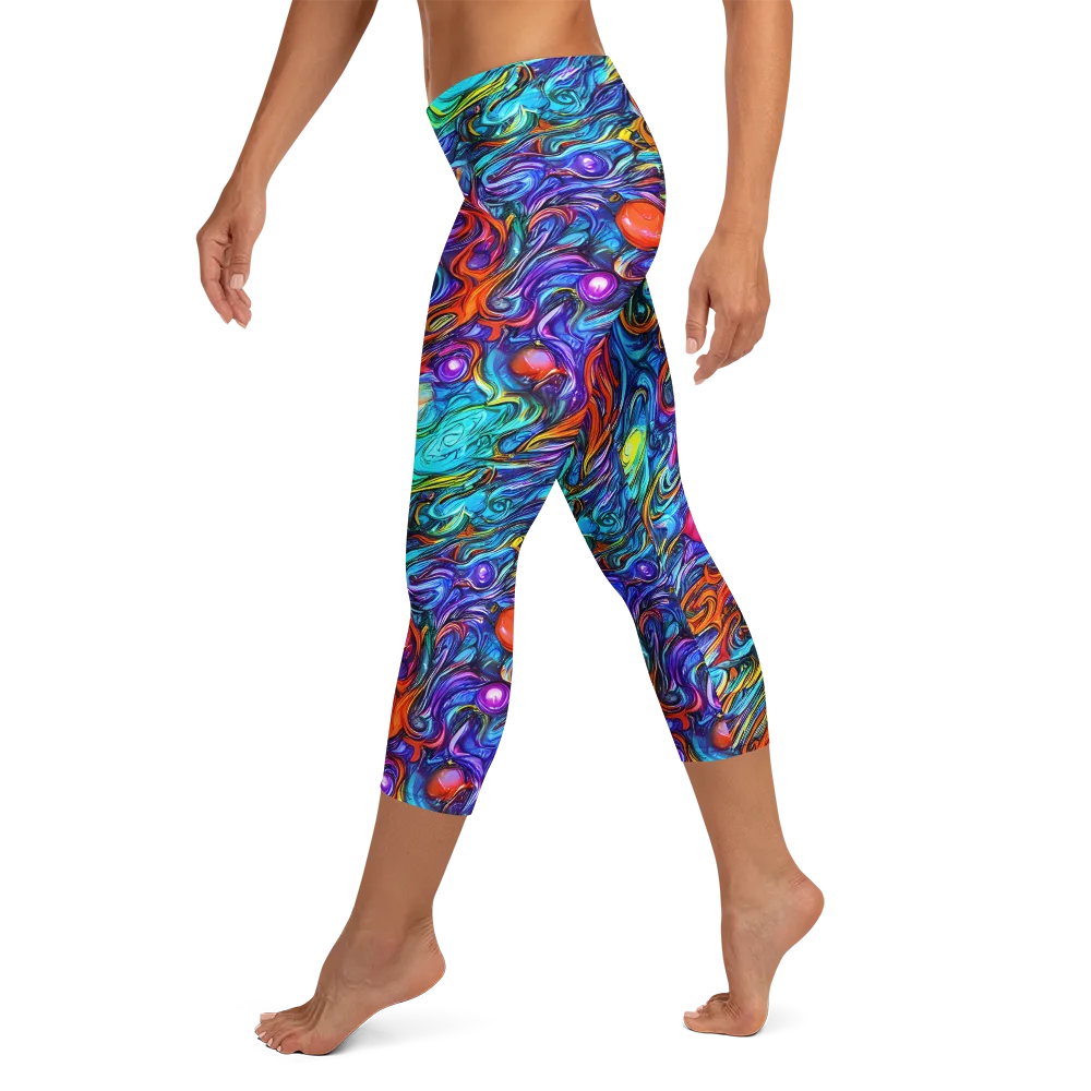 Saturated Swirl on Capri Leggings — Left