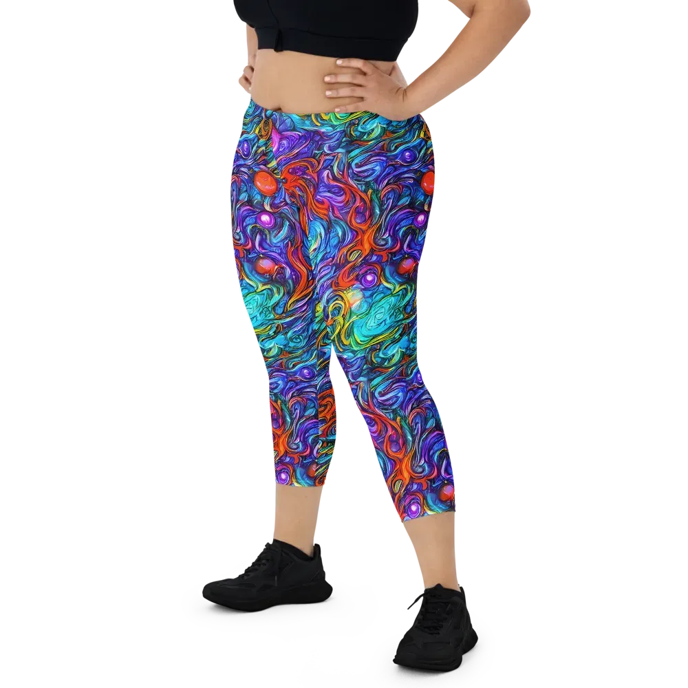 Saturated Swirl on Capri Leggings — Front