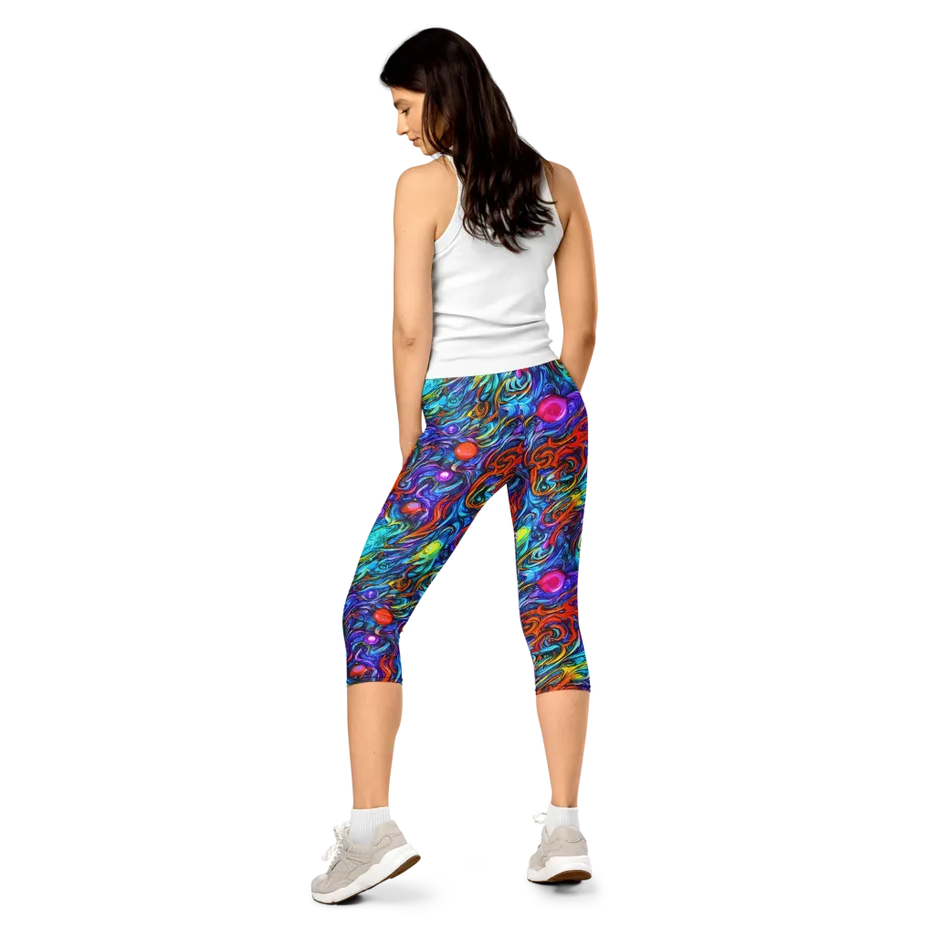Saturated Swirl on Capri Leggings — Back