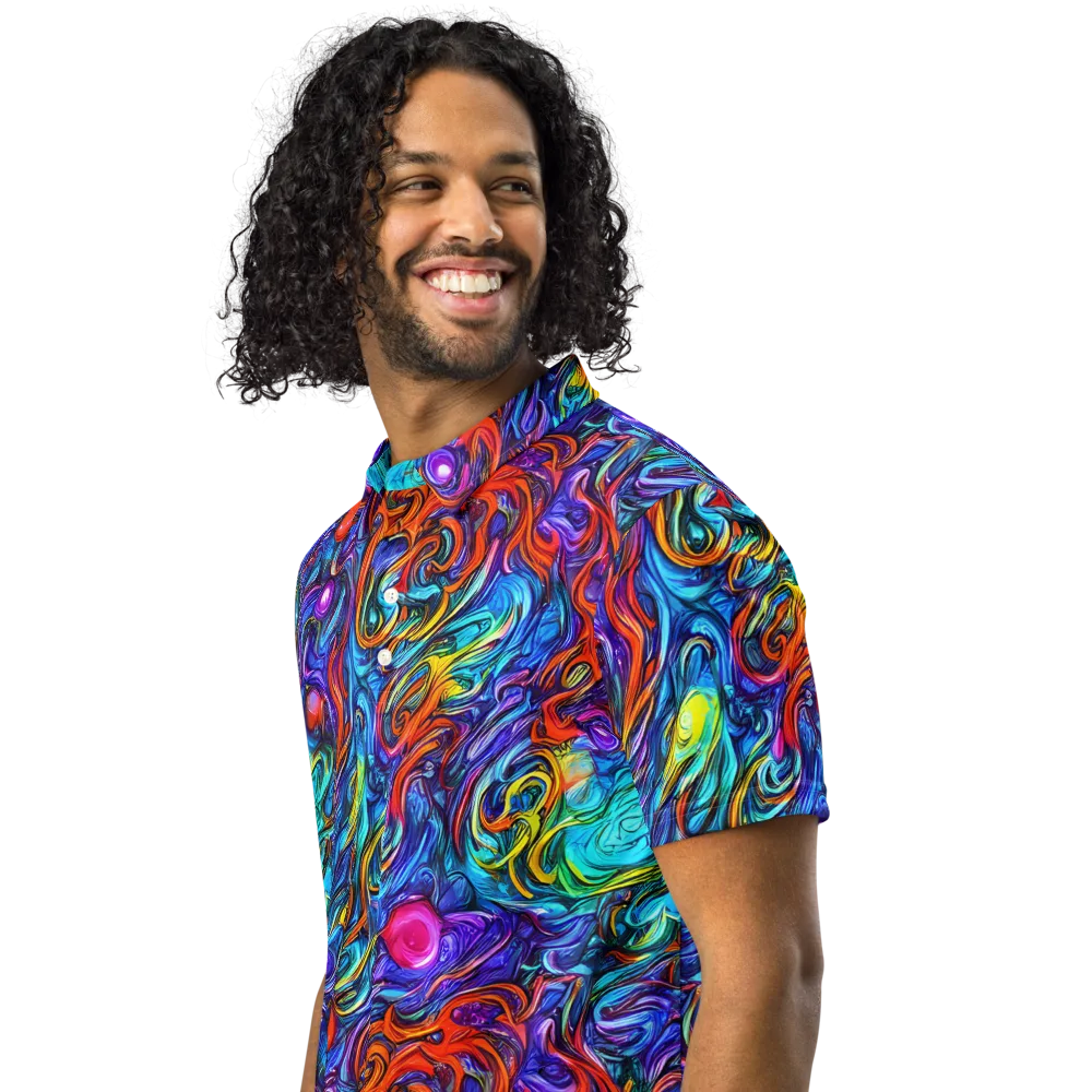 Saturated Swirl on Men's Slim Fit Polo Shirt — Left Front