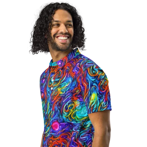 Saturated Swirl on a Men's Slim Fit Polo Shirt