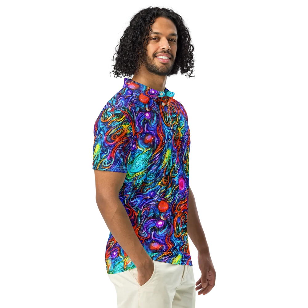 Saturated Swirl on Men's Slim Fit Polo Shirt — Right Front