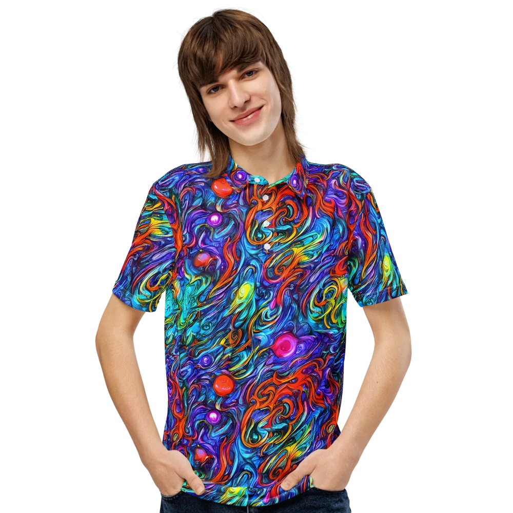 Saturated Swirl on Men's Slim Fit Polo Shirt — Front