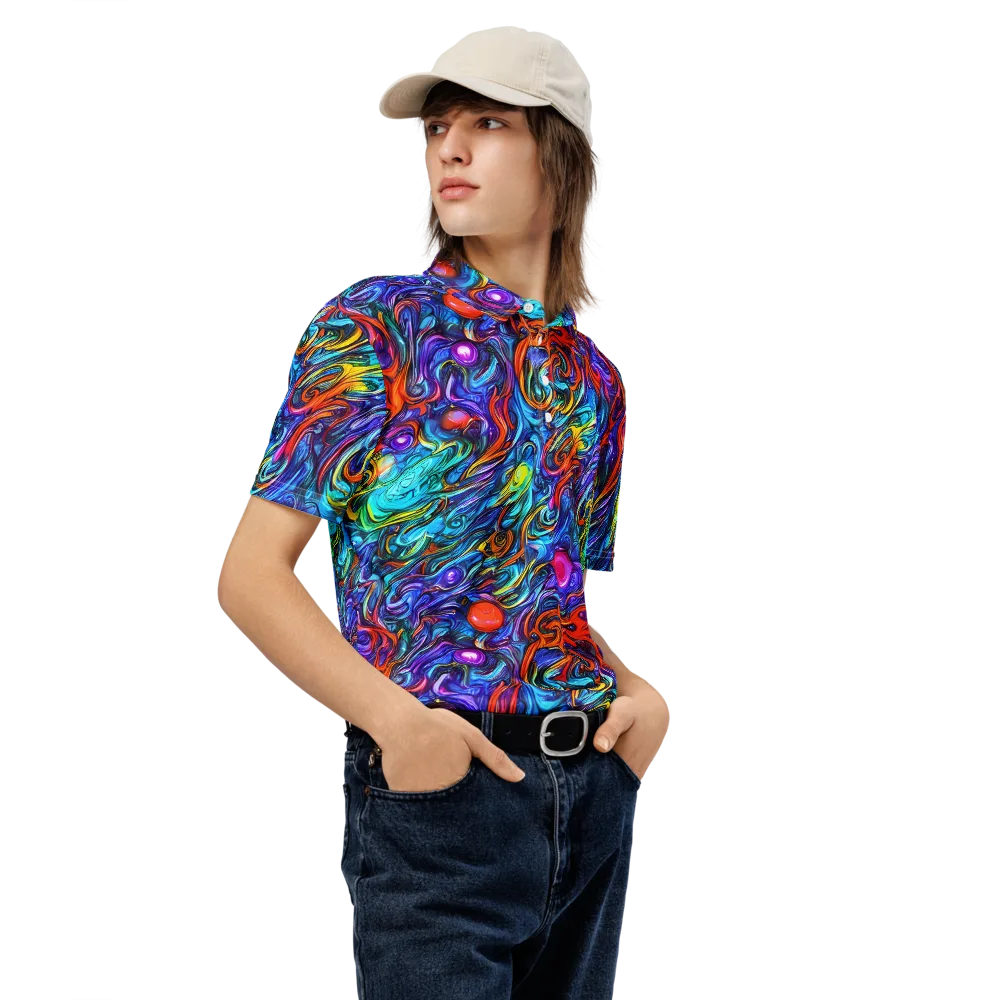 Saturated Swirl on Men's Slim Fit Polo Shirt — Right Front