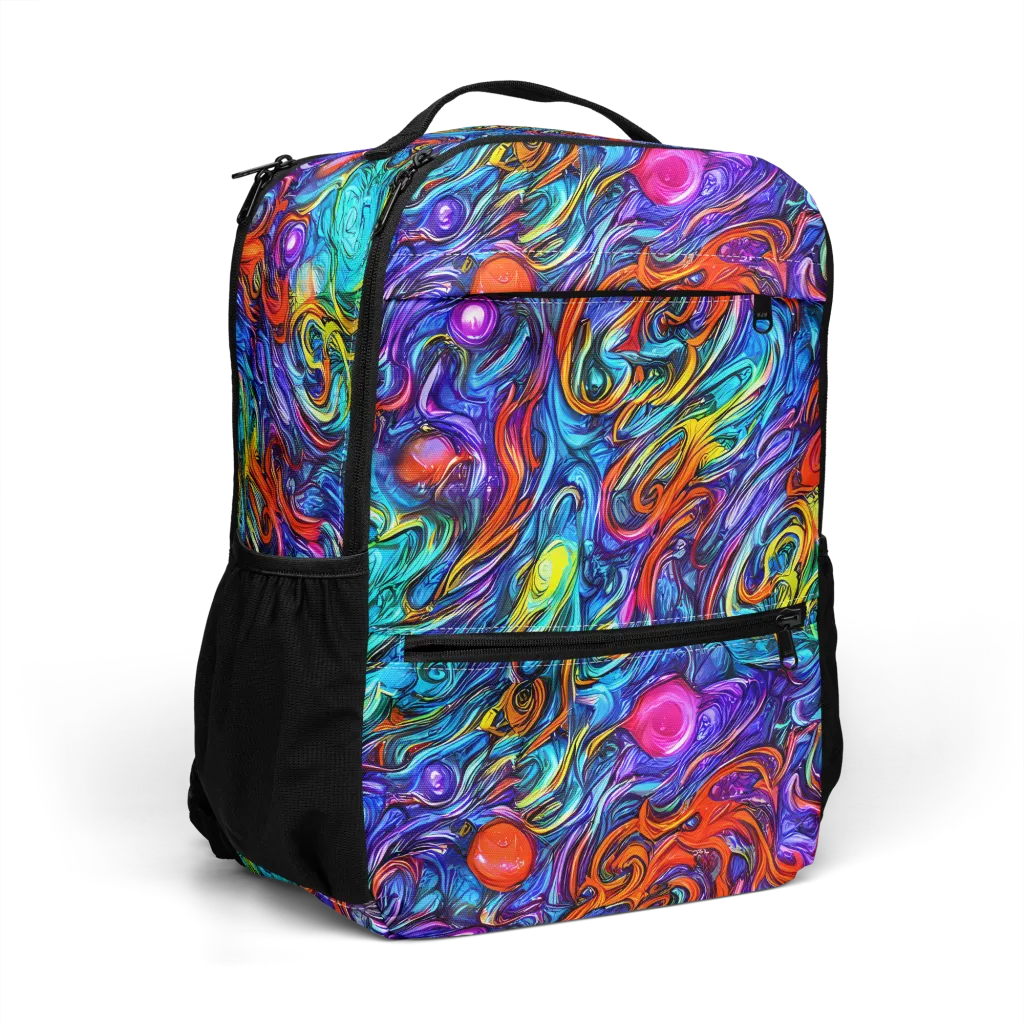 Saturated Swirl on Utility Backpack — Right Front