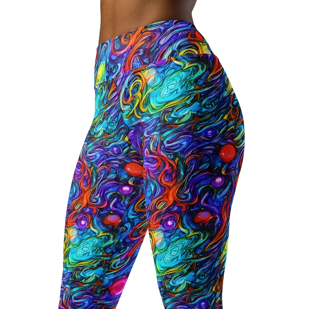 Saturated Swirl on Yoga Leggings — Left Front