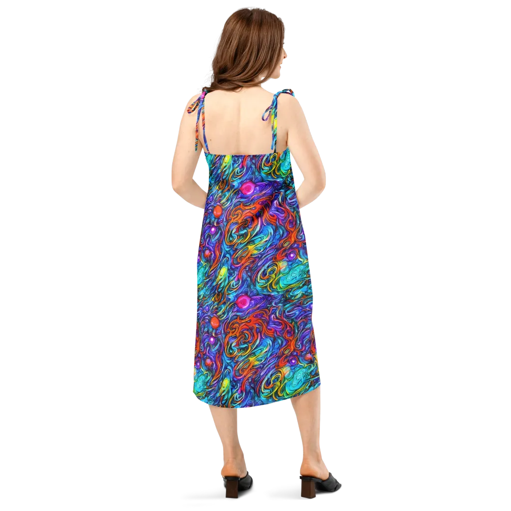 Saturated Swirl on Slip Dress — Back
