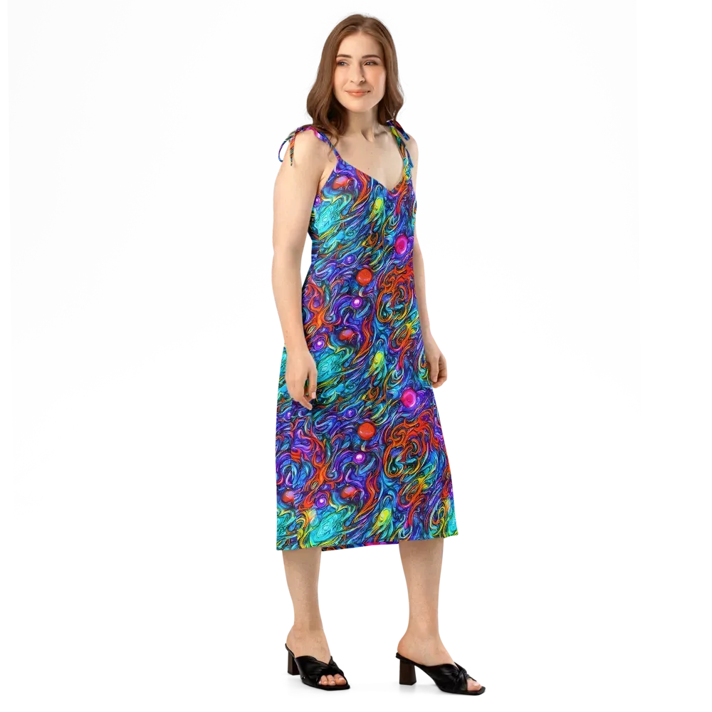 Saturated Swirl on Slip Dress — Right Front