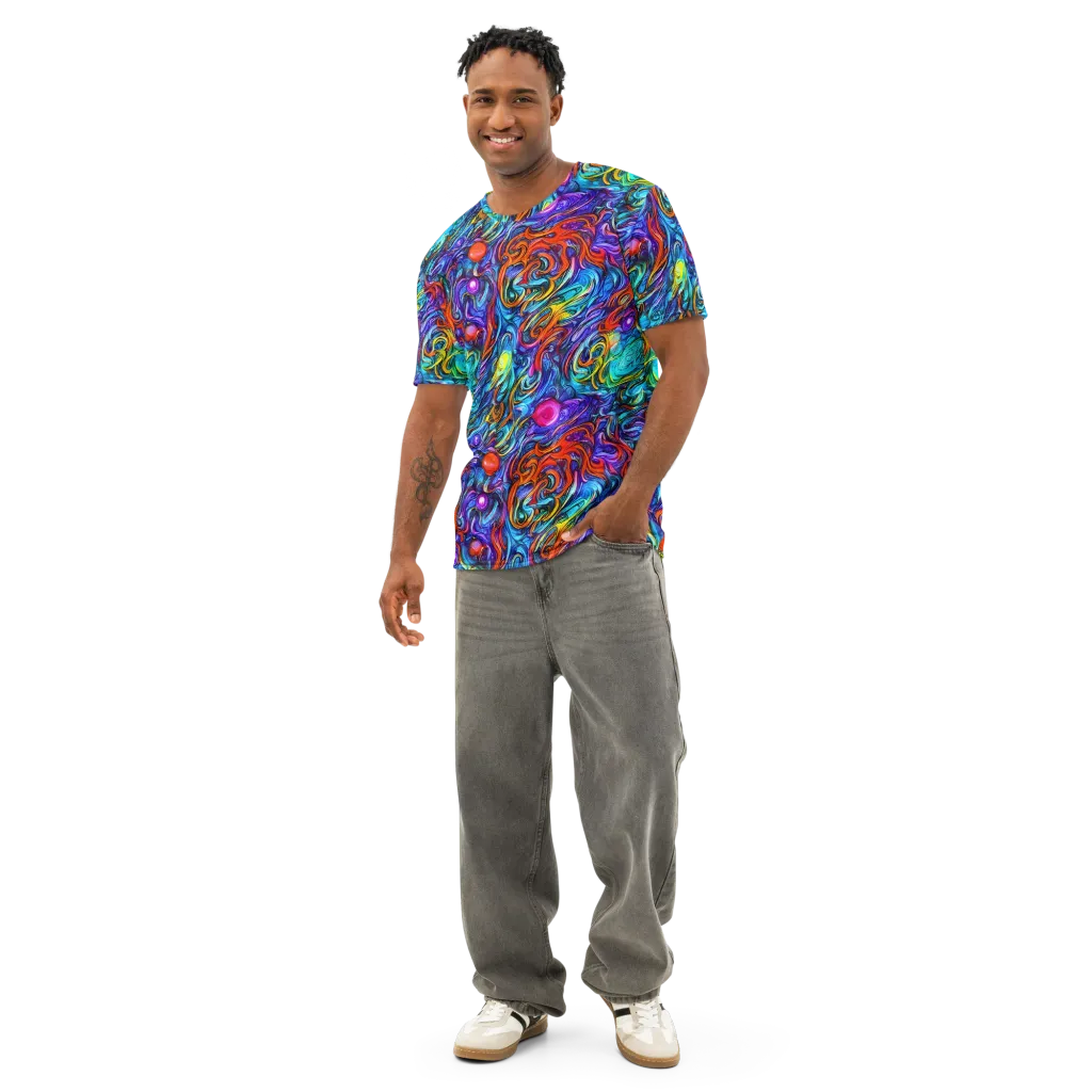 Saturated Swirl on Men's Cotton Crew Neck T-Shirt — Front