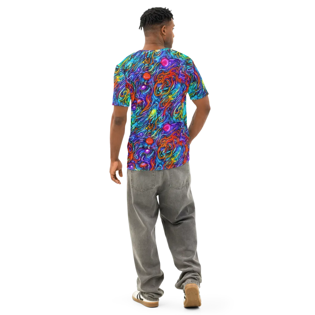 Saturated Swirl on Men's Cotton Crew Neck T-Shirt — Back