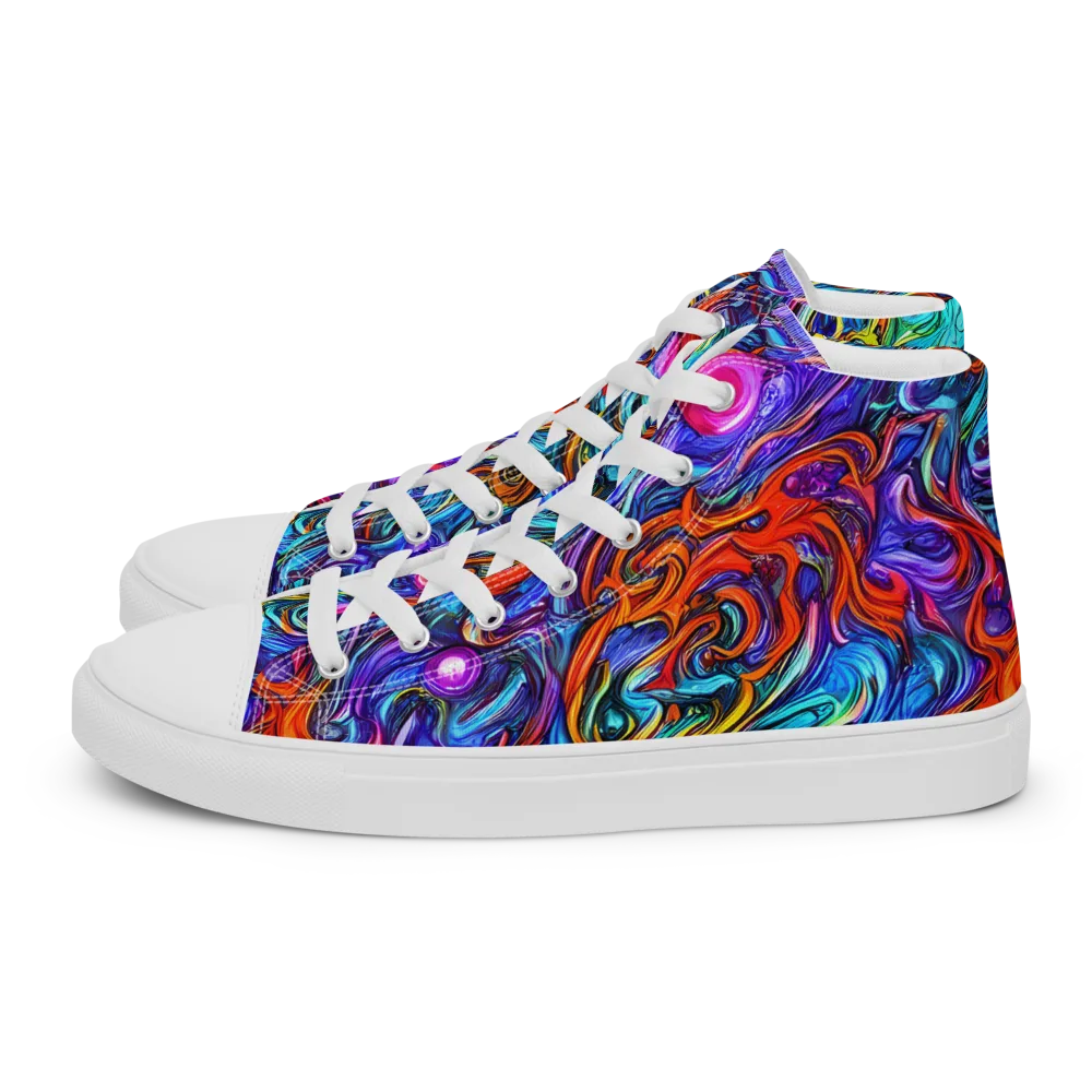 Saturated Swirl on Men's High Top Canvas Shoes — Left