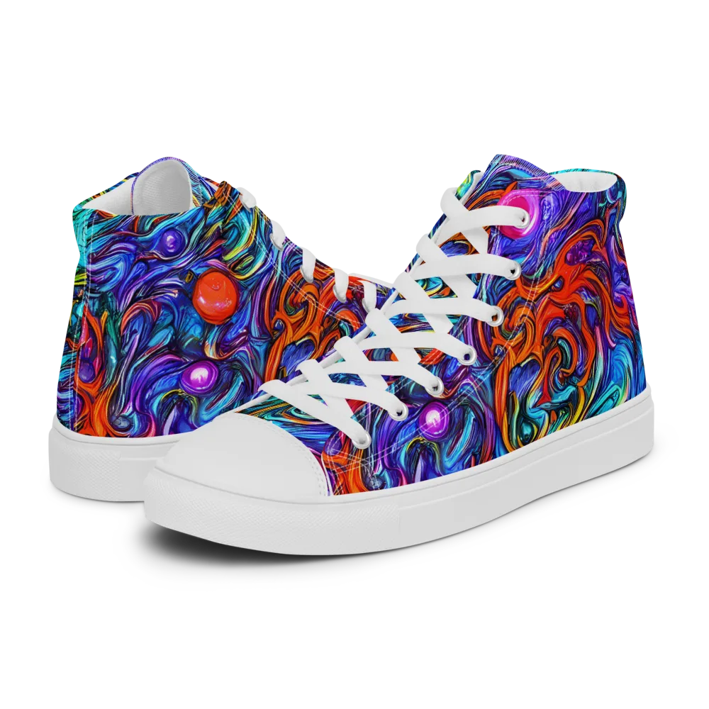 Saturated Swirl on Men's High Top Canvas Shoes — Left