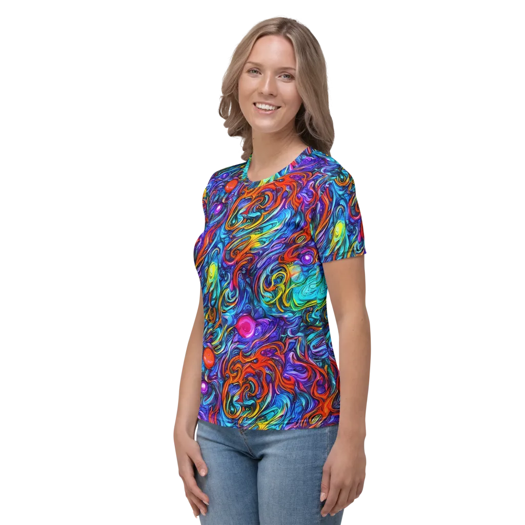 Saturated Swirl on Women's Crew Neck T-Shirt — Left