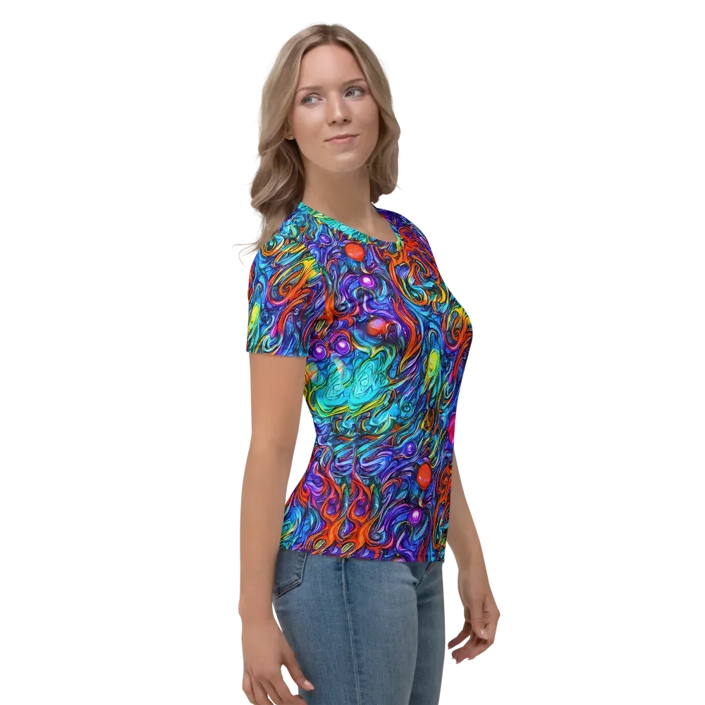 Saturated Swirl on Women's Crew Neck T-Shirt — Right