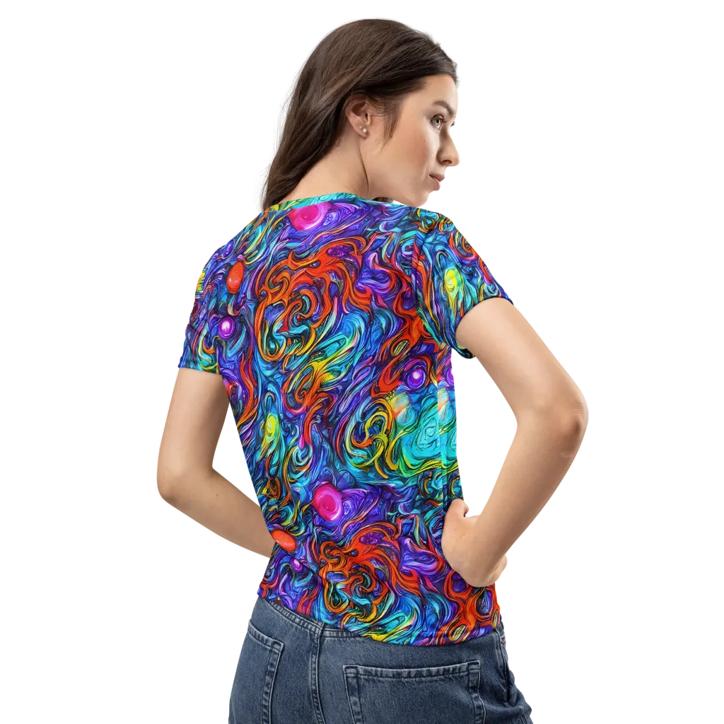 Saturated Swirl on Women's Crew Neck T-Shirt — Back