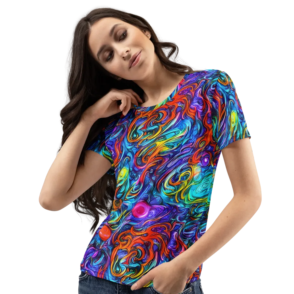 Saturated Swirl on Women's Crew Neck T-Shirt — Left Front